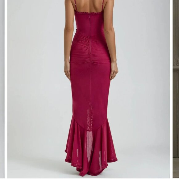 Solene Ruffle Maxi Dress - Wine - Picture 4 of 4